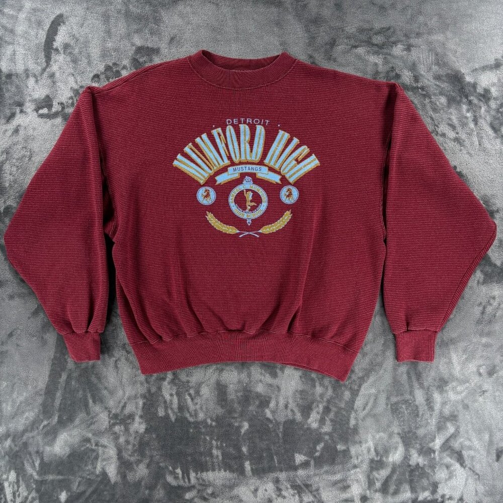 Genius Sweatshirt Men L/XL Detroit High School Mumford Mustangs Vintage 80's